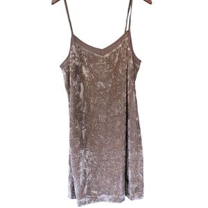 Tan crushed velvet  slip dress